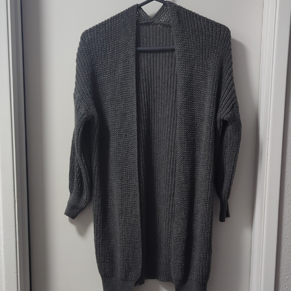 Cozy Gray Open-Front Cardigan